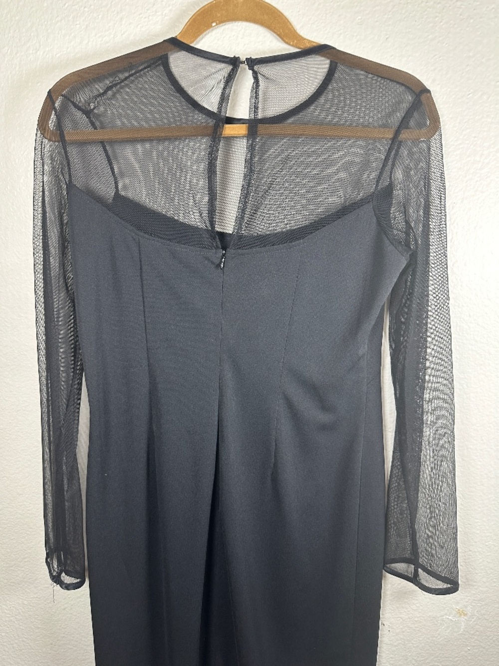 Black fitted Dress w/Sheer Sleeves and Bodice